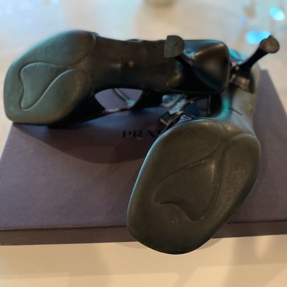PRADA Black Kitten Heel Slingback Sandal - Picture 4 of 6